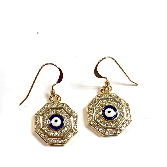 Evil Eye Earrings, Hamsa, Protection, Minimalist - Picture 5 of 12